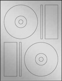 Sheet of 4.6406" CD Weatherproof Silver Polyester Laser labels