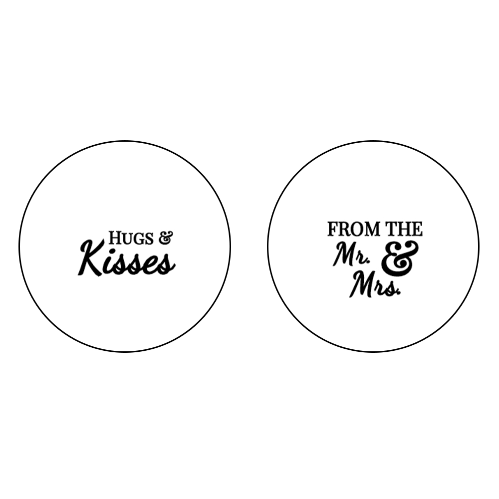 0.75" Wedding Kiss Candy Labels - Pre-Printed Wedding Candy Labels - Circle - 108 Labels/Sheet