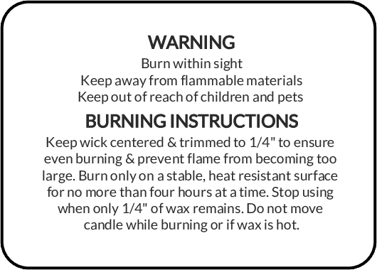 1.75" x 1.25" Candle Warning Labels - Pre-Printed Labels - RC - 32 Labels/Sheet