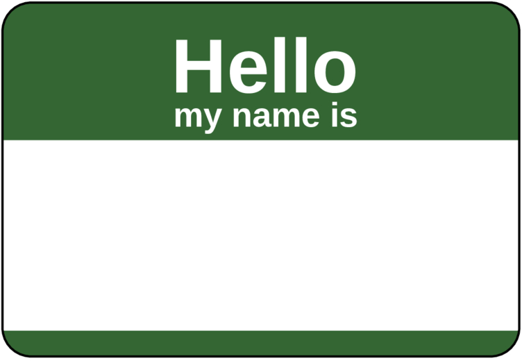 3.375" x 2.3125" Hello My Name Is (Green) - Pre-Printed Name Tag Labels - RC - 8 Labels/Sheet
