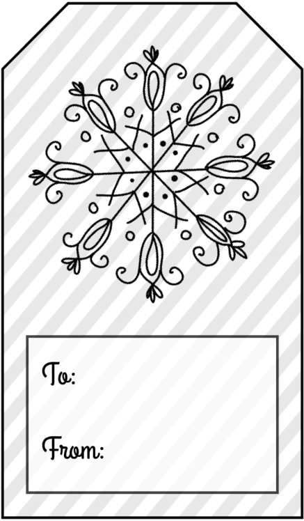 1.75" x 3" White Snowflake Gift Tags - Pre-Printed Gift Tag / Labels - Decorative - 12 Labels/Sheet