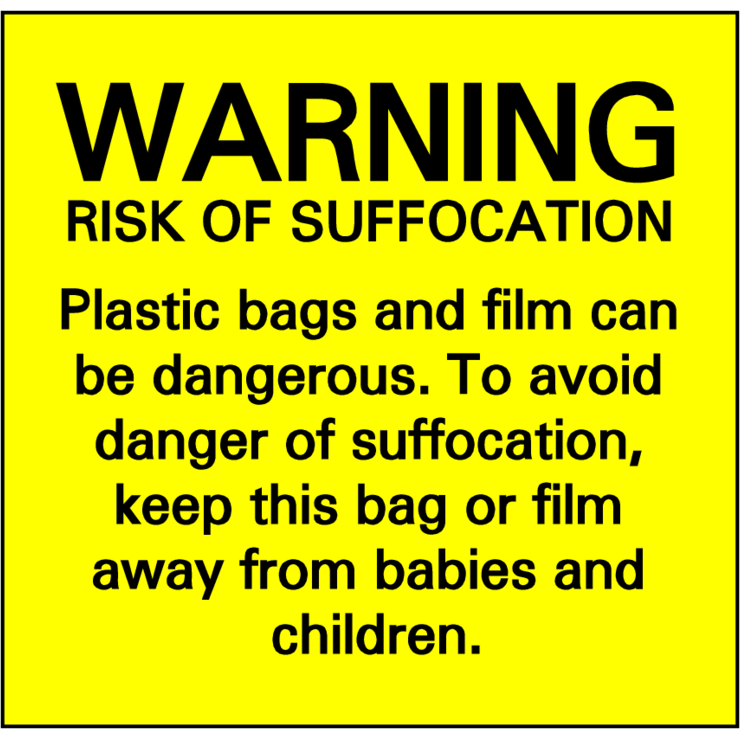 1.8" x 1.8" Square Suffocation Warning Labels - Pre-Printed Labels - SC - 20 Labels/Sheet
