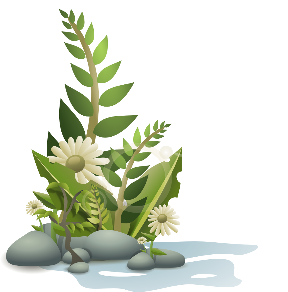 OnlineLabels Clip Art - Plants Pebbles And Flowers