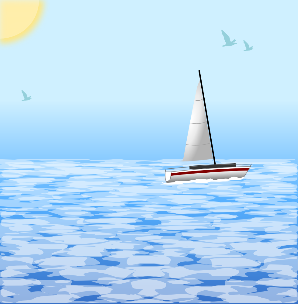 Download OnlineLabels Clip Art - Sea Scene With Boat