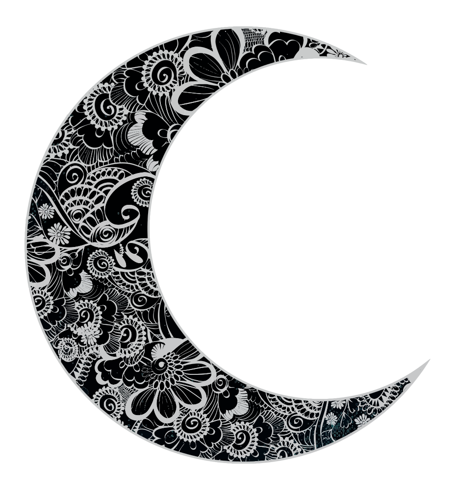Download OnlineLabels Clip Art - Floral Crescent Moon