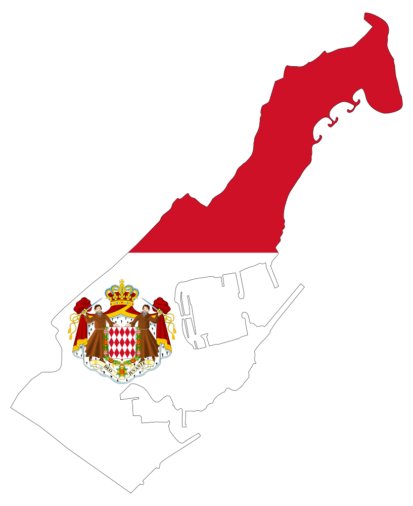 OnlineLabels Clip Art - Monaco Map Flag With Coat Of Arms
