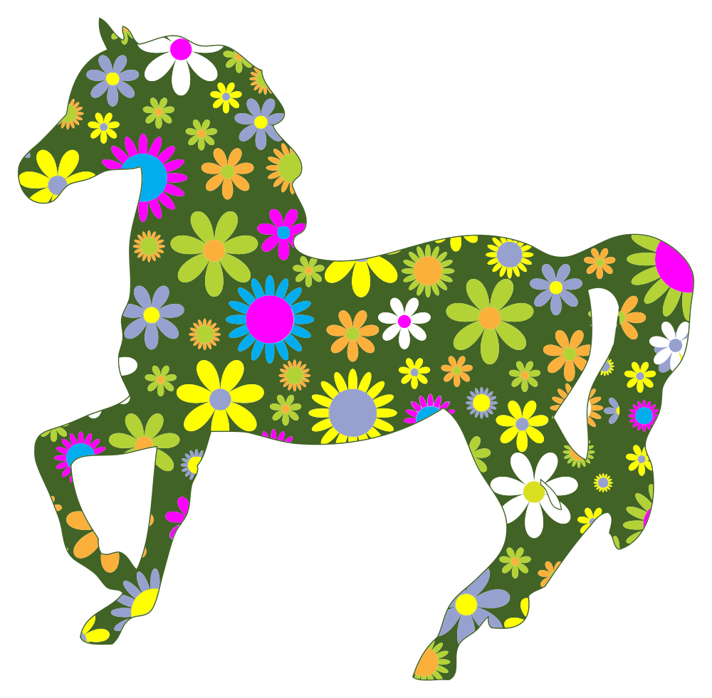 Download OnlineLabels Clip Art - Retro Floral Horse