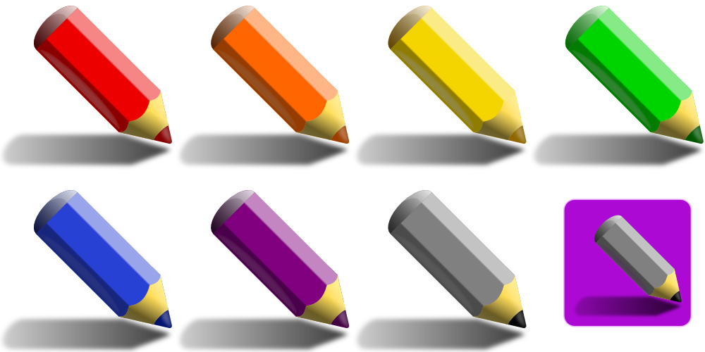 OnlineLabels Clip Art - 7 Color Pencils