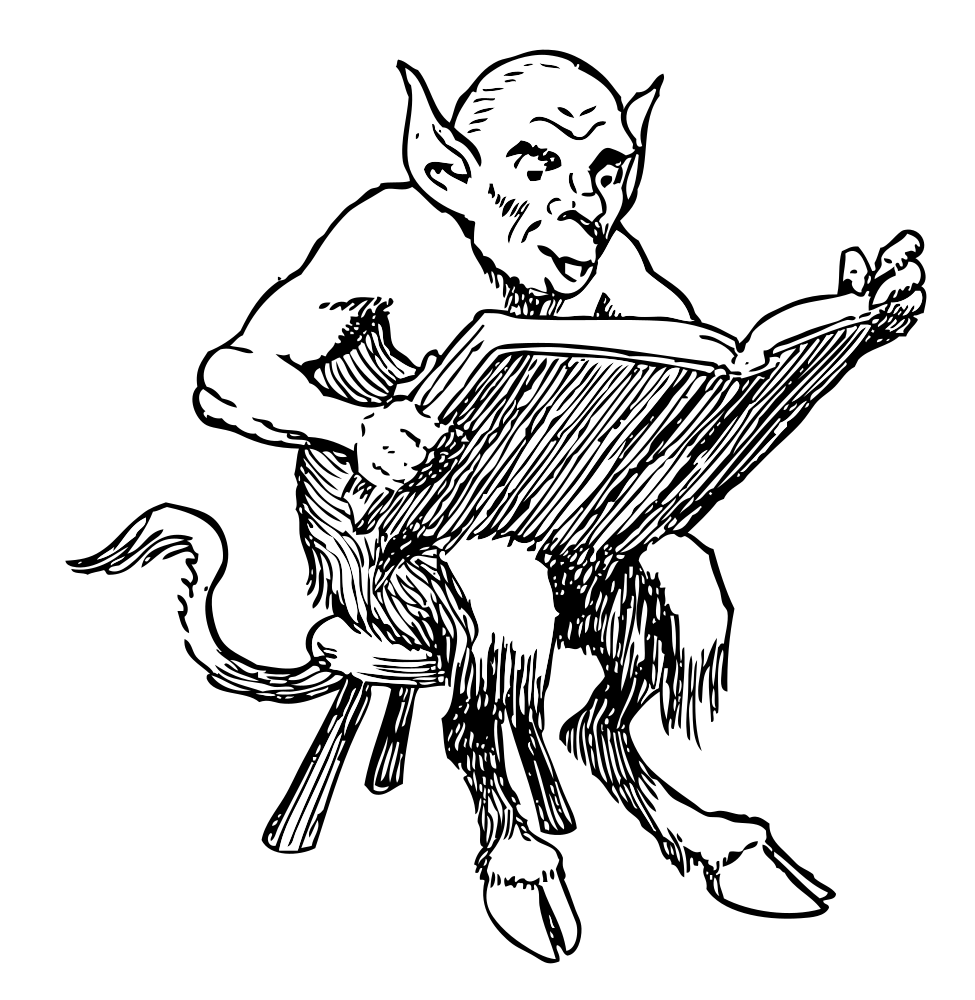 OnlineLabels Clip Art - Demon Reading Book