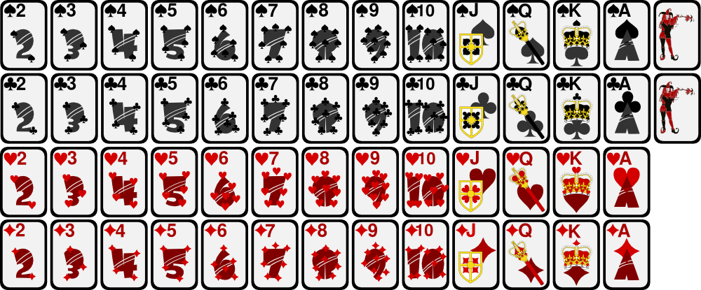 OnlineLabels Clip Art - Deck Of 52 Stylized Playing Cards