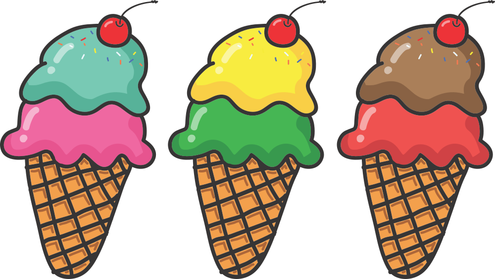 onlinelabels clip art three ice cream cones