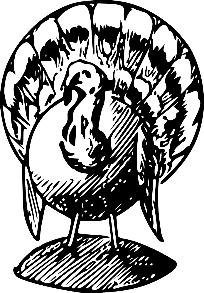 OnlineLabels Clip Art - Turkey B\W