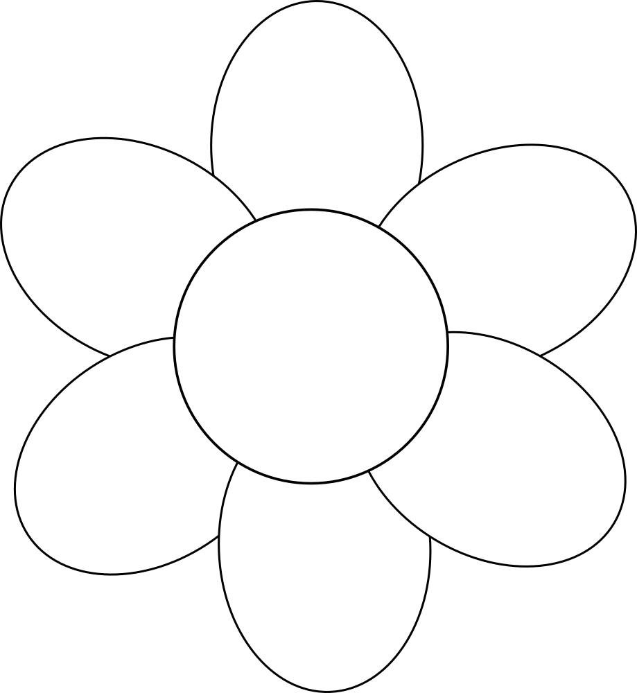 OnlineLabels Clip Art - Flower Six Petals Black Outline