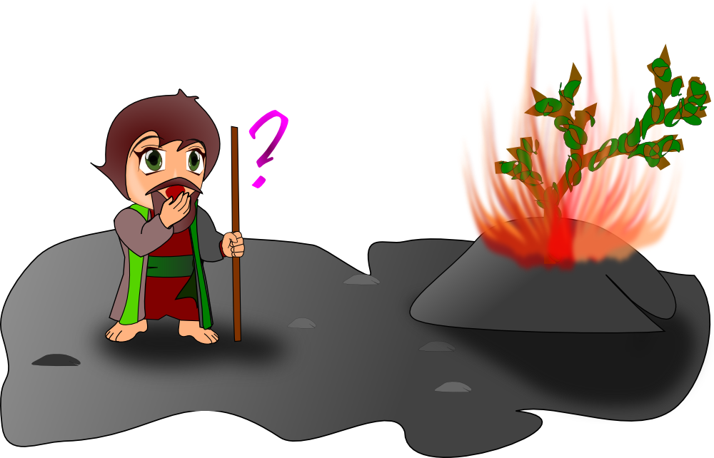 OnlineLabels Clip Art - Moses And The Burning Bush (Chibi Version)