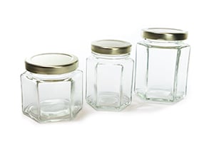 26-PACK Mini Hexagon Glass Jars with 2 Types of Labels: Chalk Round Labels  & 113