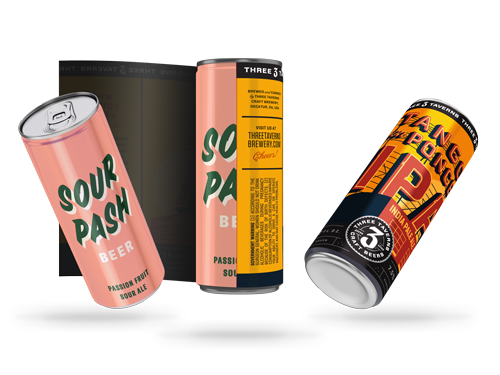 Cans being covered with cover-up labels