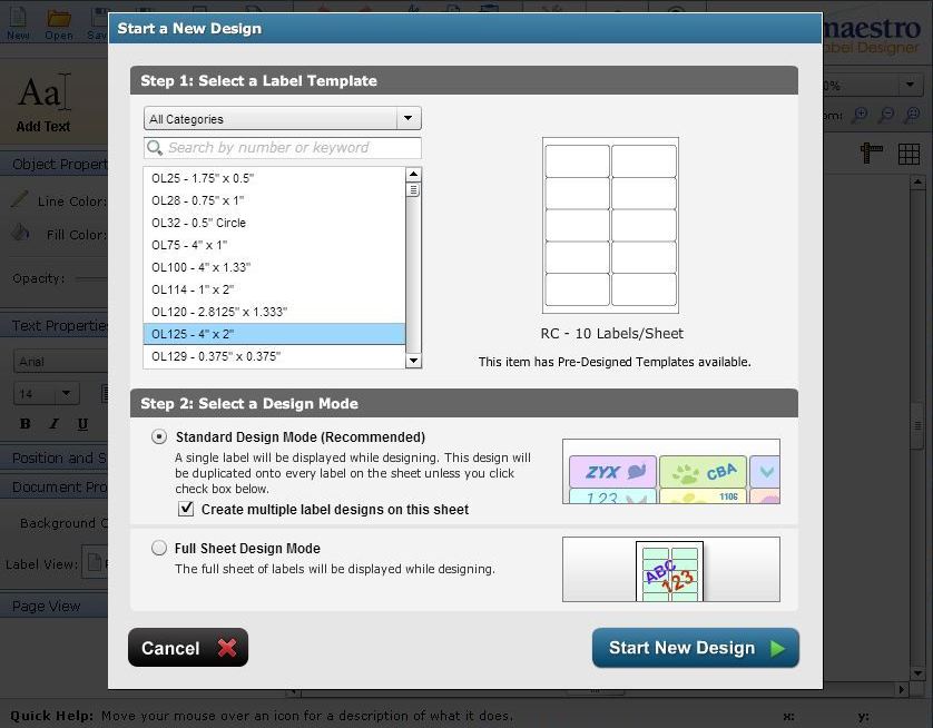 Maestro Labels Templates