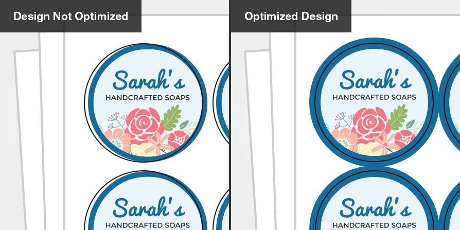 Labels aren't printing correctly: Border is outside label margins; circle; missing bleed