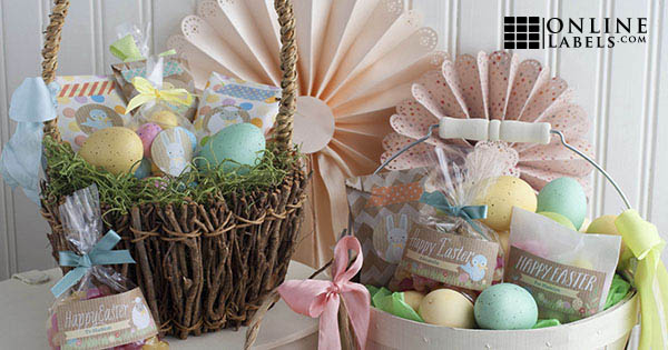 Easter baskets with label templates