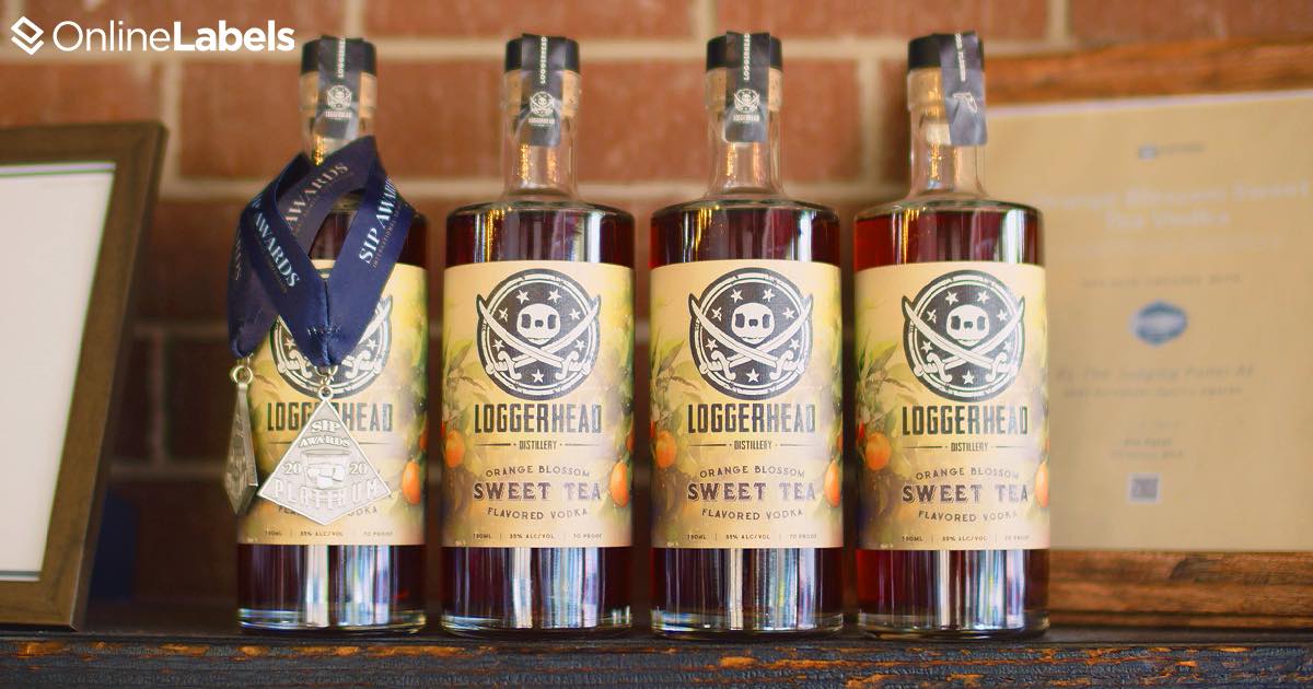 Award-winning Loggerhead Distillery labels.