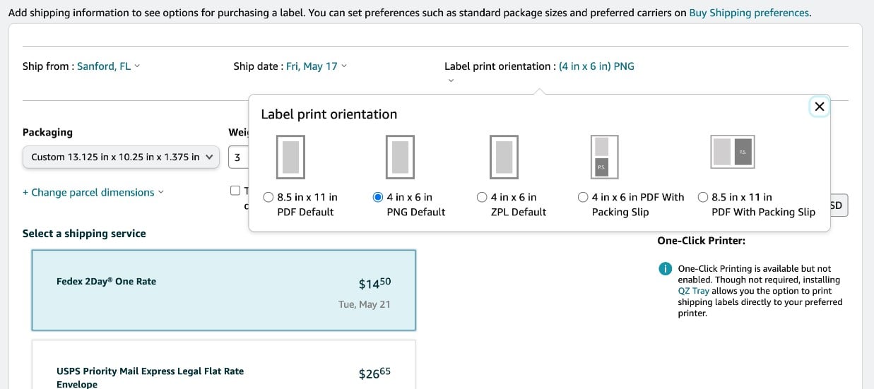 How to print shipping labels with Amazon