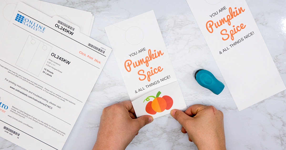 Pumpkin spice door tags.