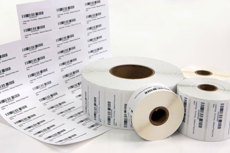 Barcodes printed on printable sheet labels and printable roll labels