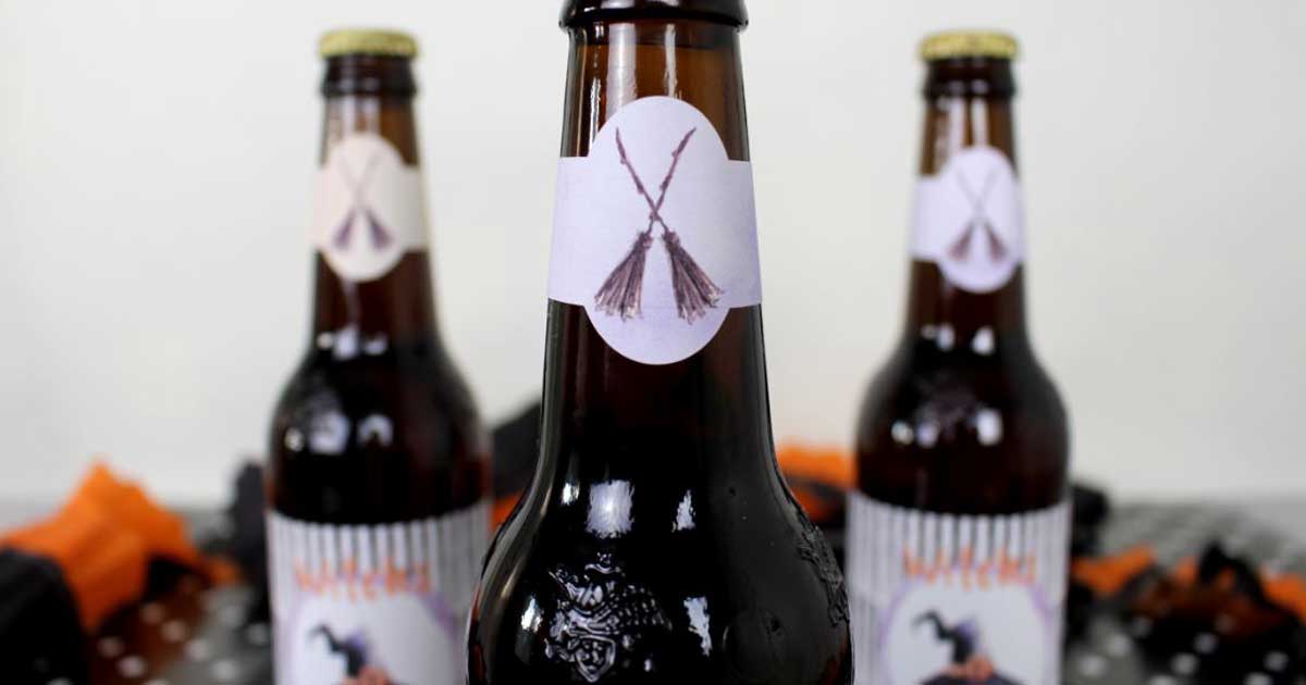 Beer bottle neck label printable template for Halloween