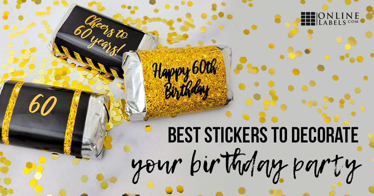 Mini cholcolate bars with 60th birthday party stickers