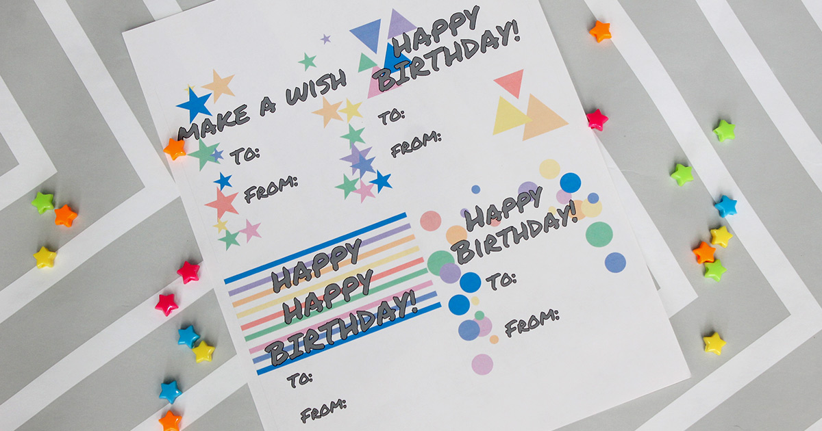 Pre-designed birthday gift tag template.