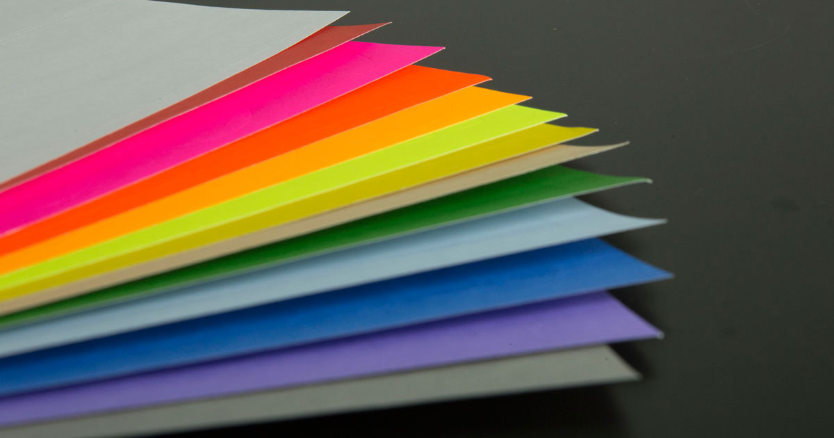 Variety of sticker paper colors and materials available from OnlineLabels; material fan