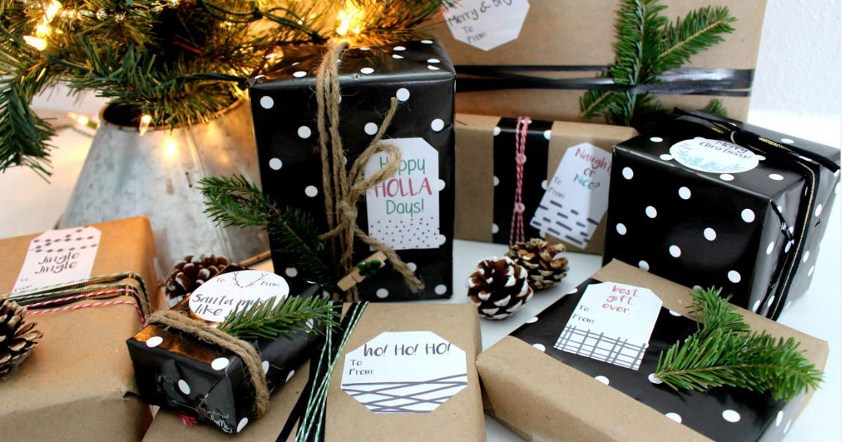 Classy Christmas gift tag label templates for gift giving during the holidays; free printables