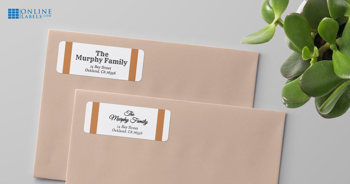 The same label design using two different fonts: How fonts change the look and feel of your return address label/envelope