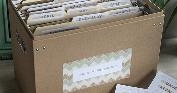 Earthy chevron file box and file tab labels
