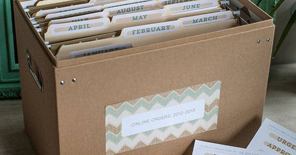 Earthy chevron file box and file tab labels