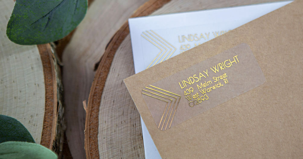 Foiling sticker paper to make custom address and return address labels