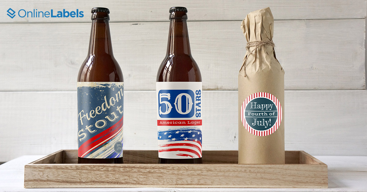 Celebrate July 4th with these free printable templates for water bottles, wine bottles, and beer bottles