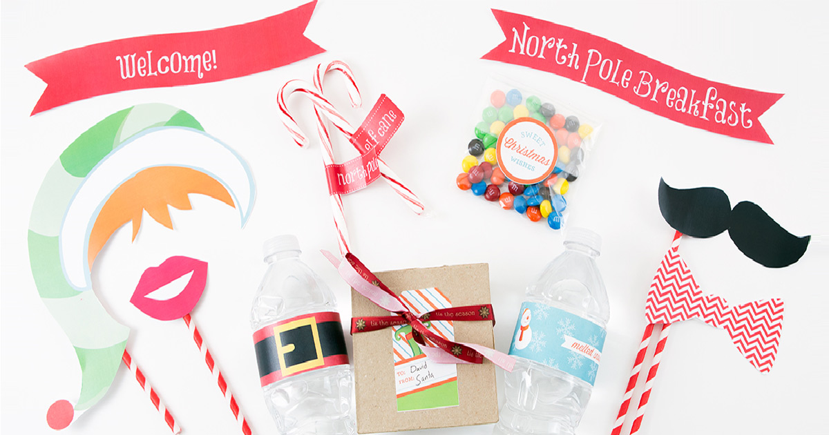 Christmas party decor with DIY label printables