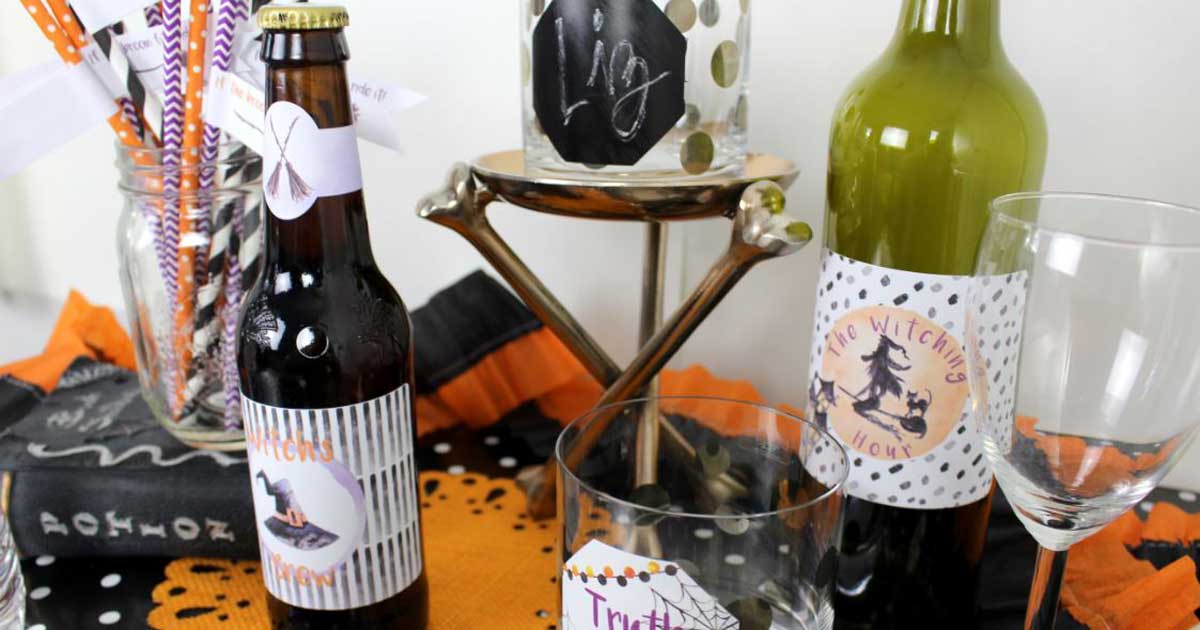 Drink and decor label templates for Halloween