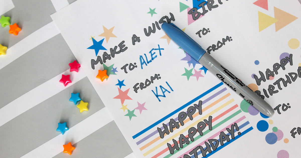 Hand-write on your birthday gift tags.