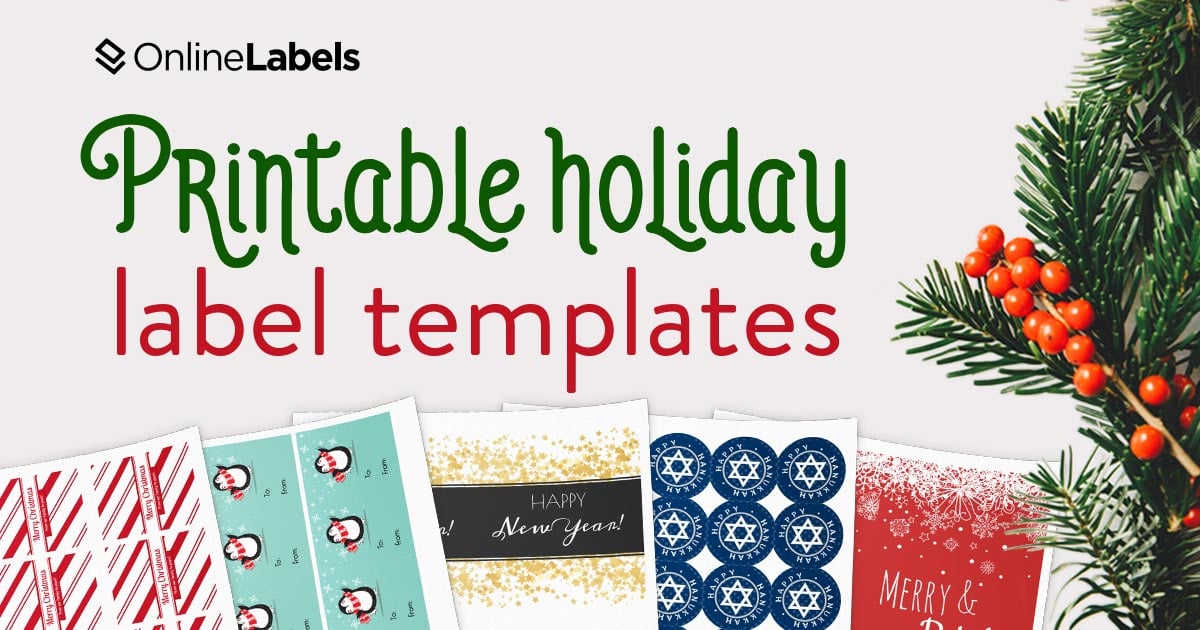 Free label templates you can use to celebrate Christmas, Hanukkah, and New Year's Eve