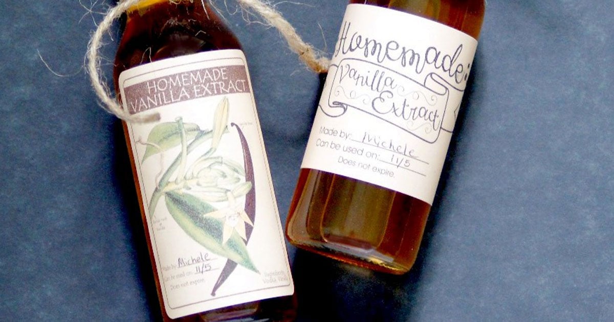 Labels and instructions for homemade vanilla extract