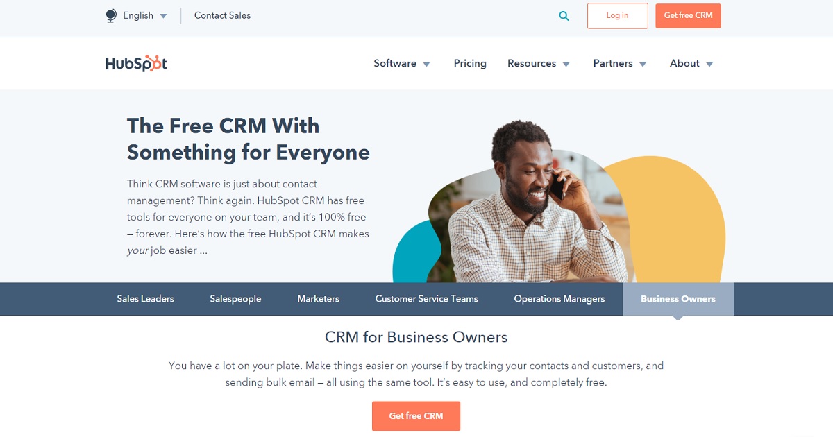 Hubspot CRM homepage