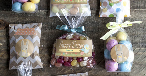 Easter goodie bags with sticker and label templates