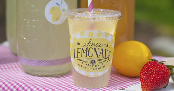 Lemonade cup label and sticker.