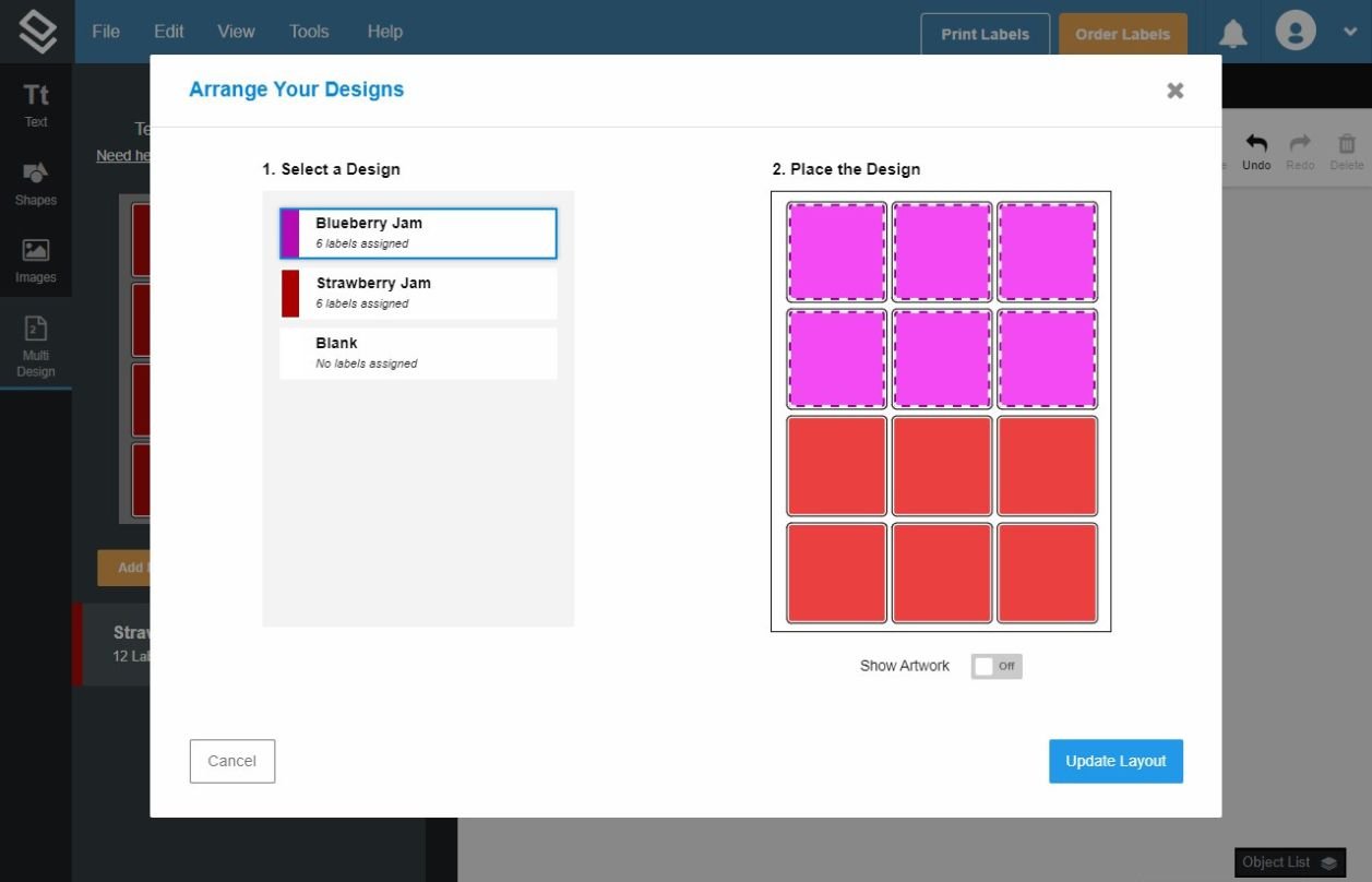 Laying out the sheet in Maestro Label Designer