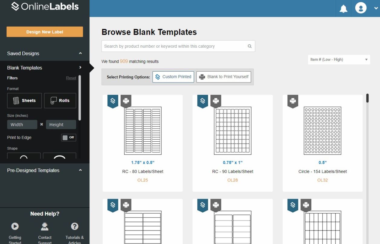 Blank label templates