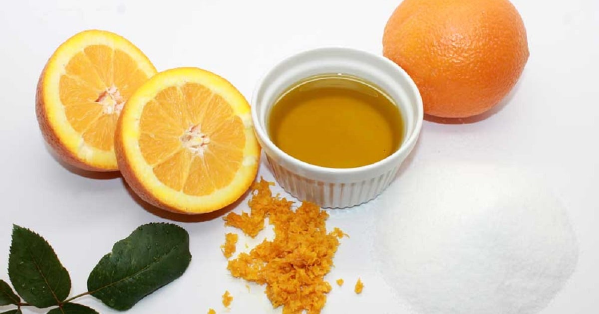 Ingredients for homemade orange sugar scrub