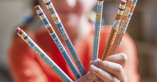 Owl-themed pencil labels