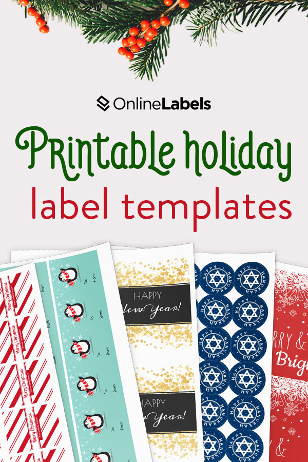 Celebrate the holiday season and specific holidays (Christmas, Hanukkah, and New Year's Eve) with this set of free printable label templates